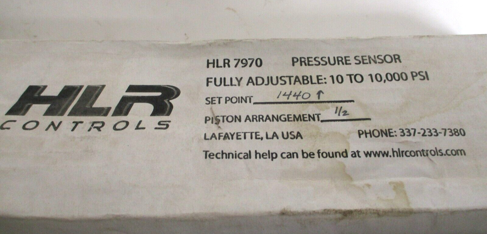 HLR CONTROLS , SIGMA 7970 , PRESSURE SENSOR , 1/2″ PISTON , SET-1440# , SURPLUS