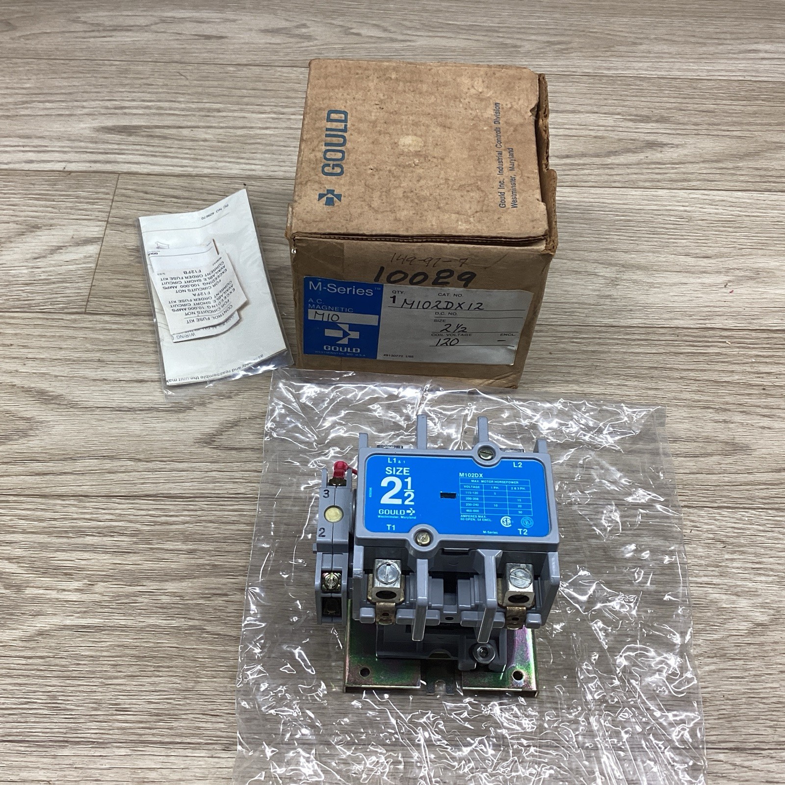 GOULD M-SERIES MAGNETIC CONTACTOR M102DX12 2-1/2 120 COIL VOLTAGE #819E134PR6*CO