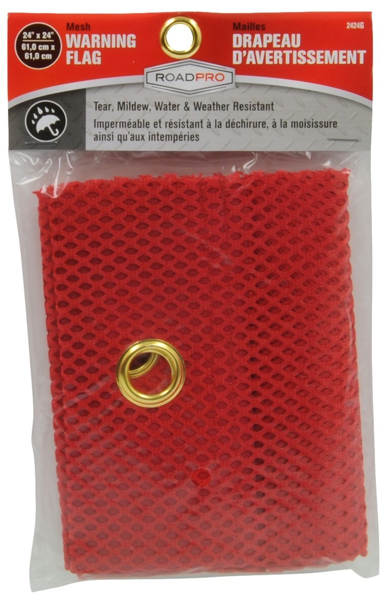 2 Lot RoadPro 2424G Safety Warning Mesh Flag with Grommets 24″x 24″ – Red