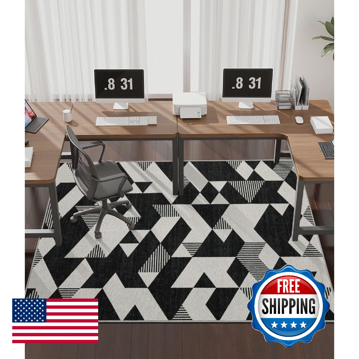 chakme Office Chair Mat for Hardwood Floor, 72″x48″ Easy Glide Computer Desk Mat