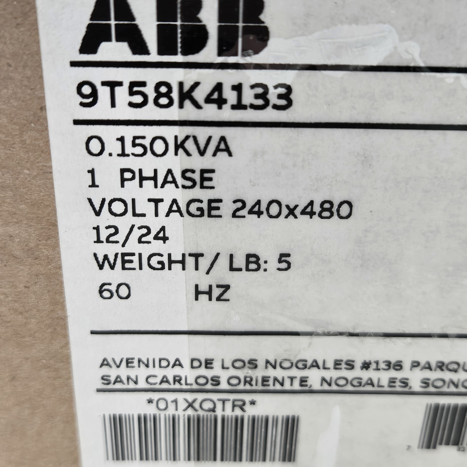 New ABB General Purpose IP Control Power Transformer 9T58K4133
