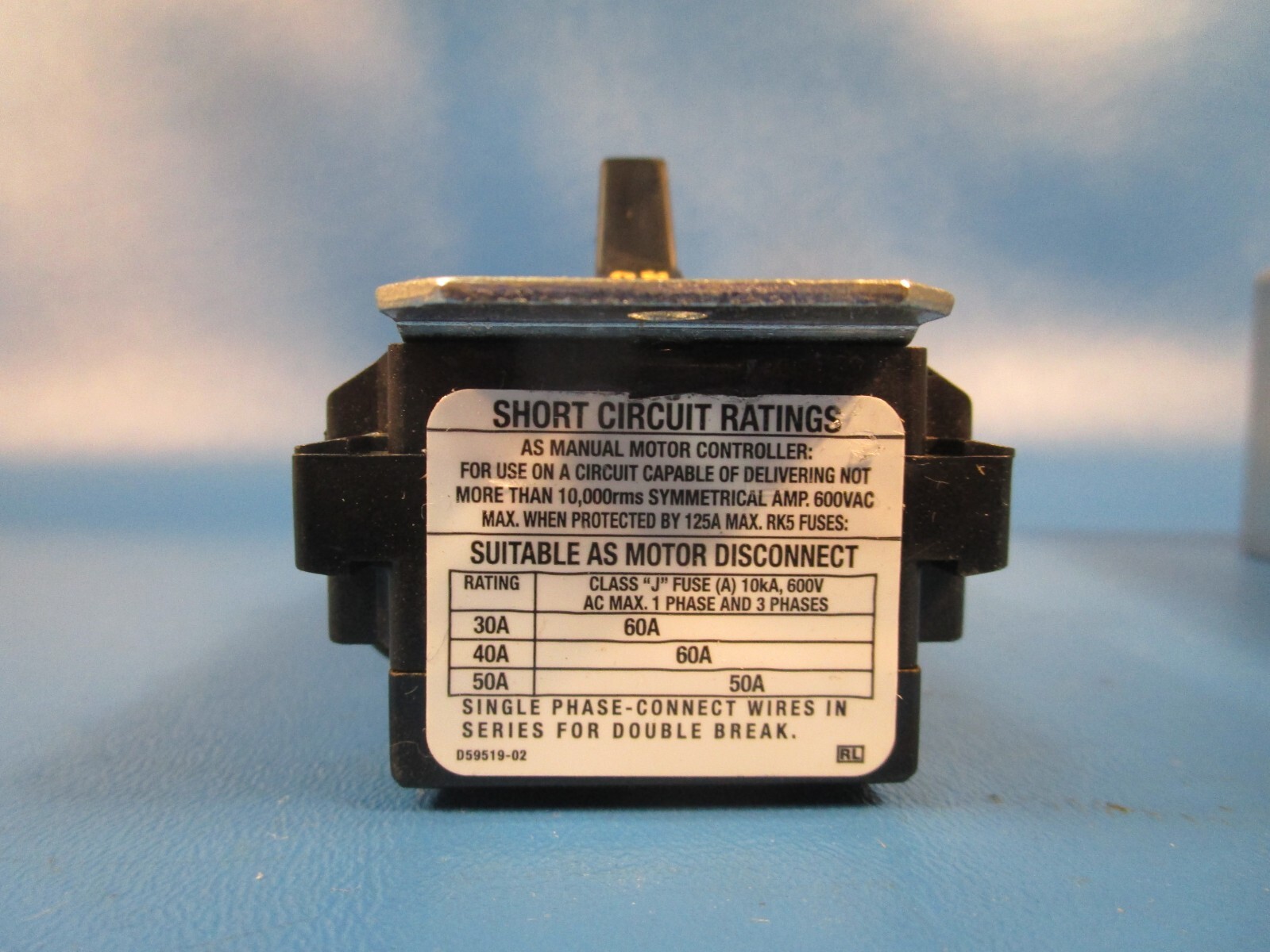EATON B230BGD, Manual Motor Starter, 1-Phase, 2-Pole, 30 Amp, 600 Volt AC Rated