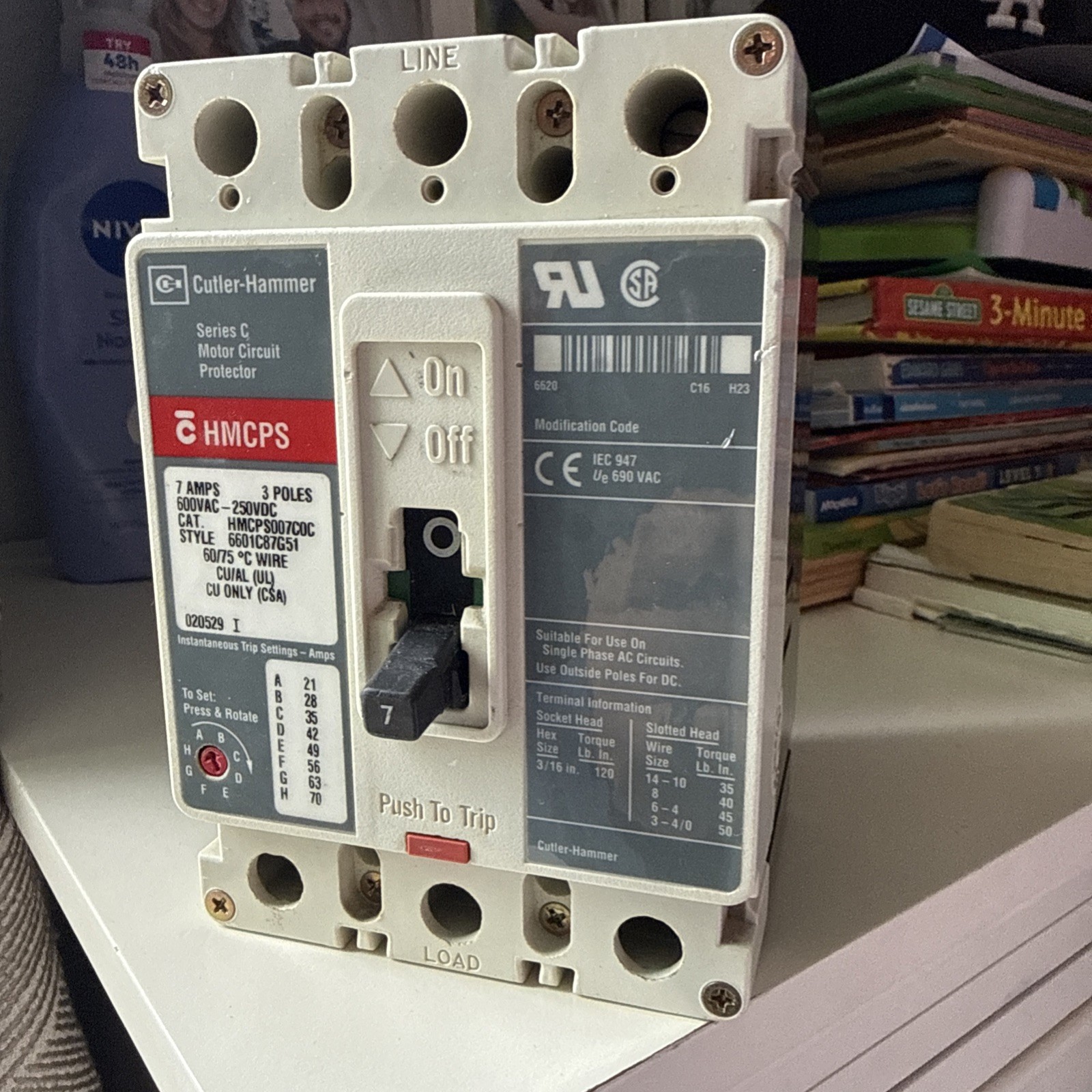 CUTLER HAMMER HMCPS007COC SERIES C MOTOR CURRENT PROTECTOR