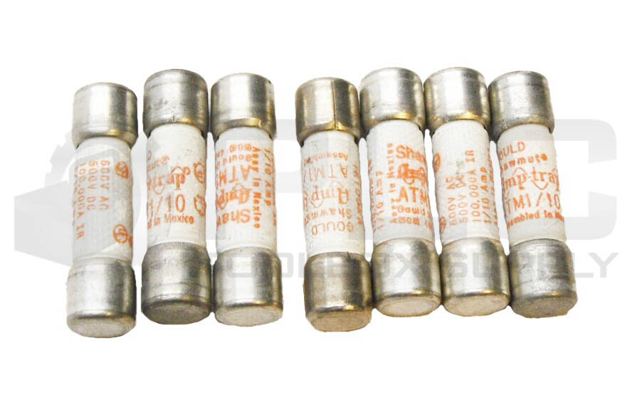LOT OF 7 NEW GOULD SHAWMUT ATM1/10 AMPTRAP FUSE 1/10A 600VAC