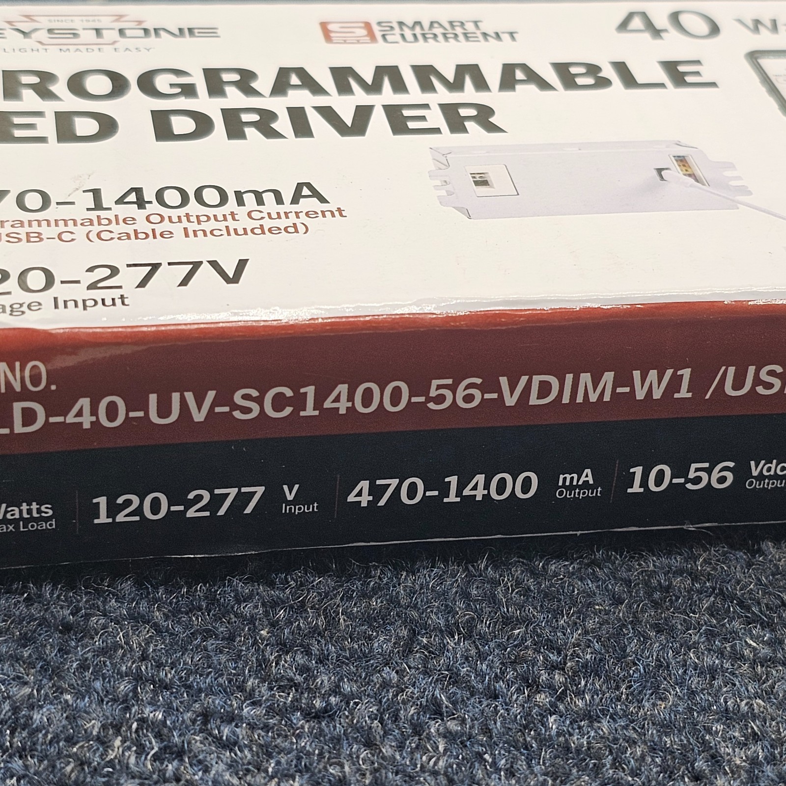 Keystone KTLD-40-UV-SC1400-56-VDIM-W1/USB US Class 2 Programmable LED driver