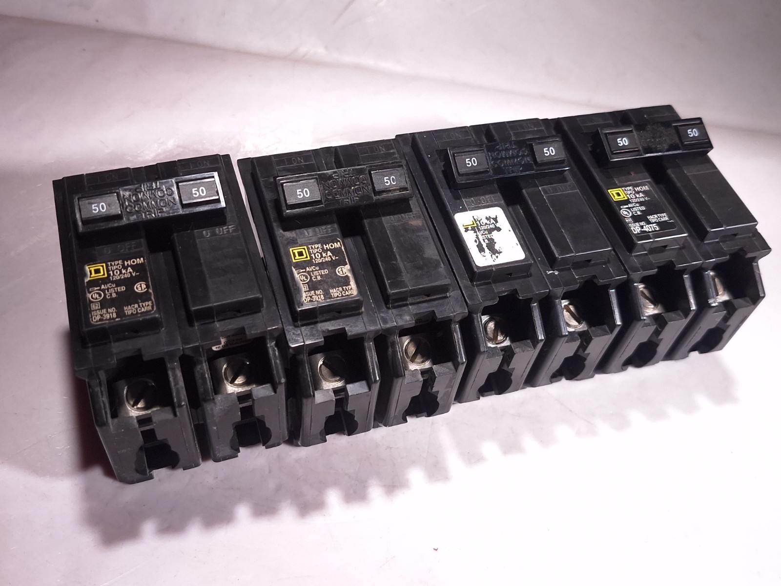 SQUARE D HOM250 CIRCUIT BREAKER 50A 2P 240V USED CONTINUITY TESTED – LOT OF 4