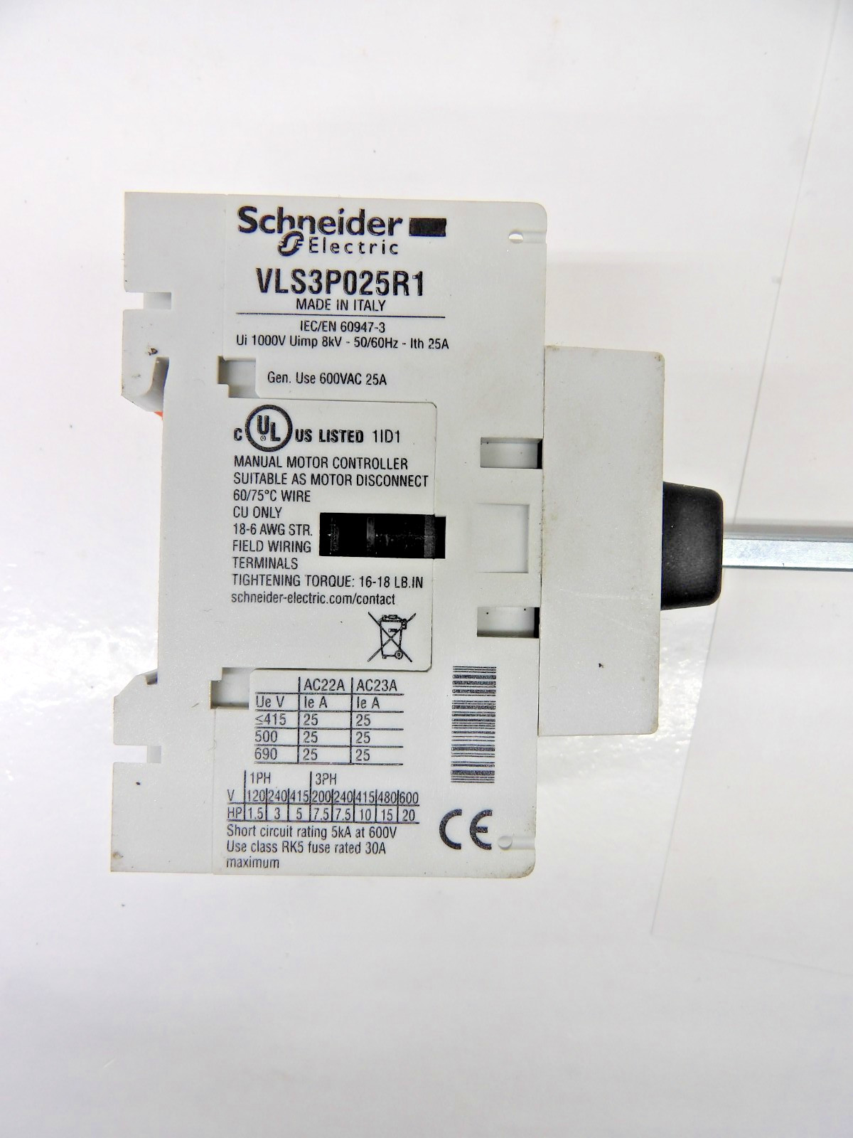 Schneider Electric VLS3P025R1 Disconnect Switch IEC/EN 60947-3