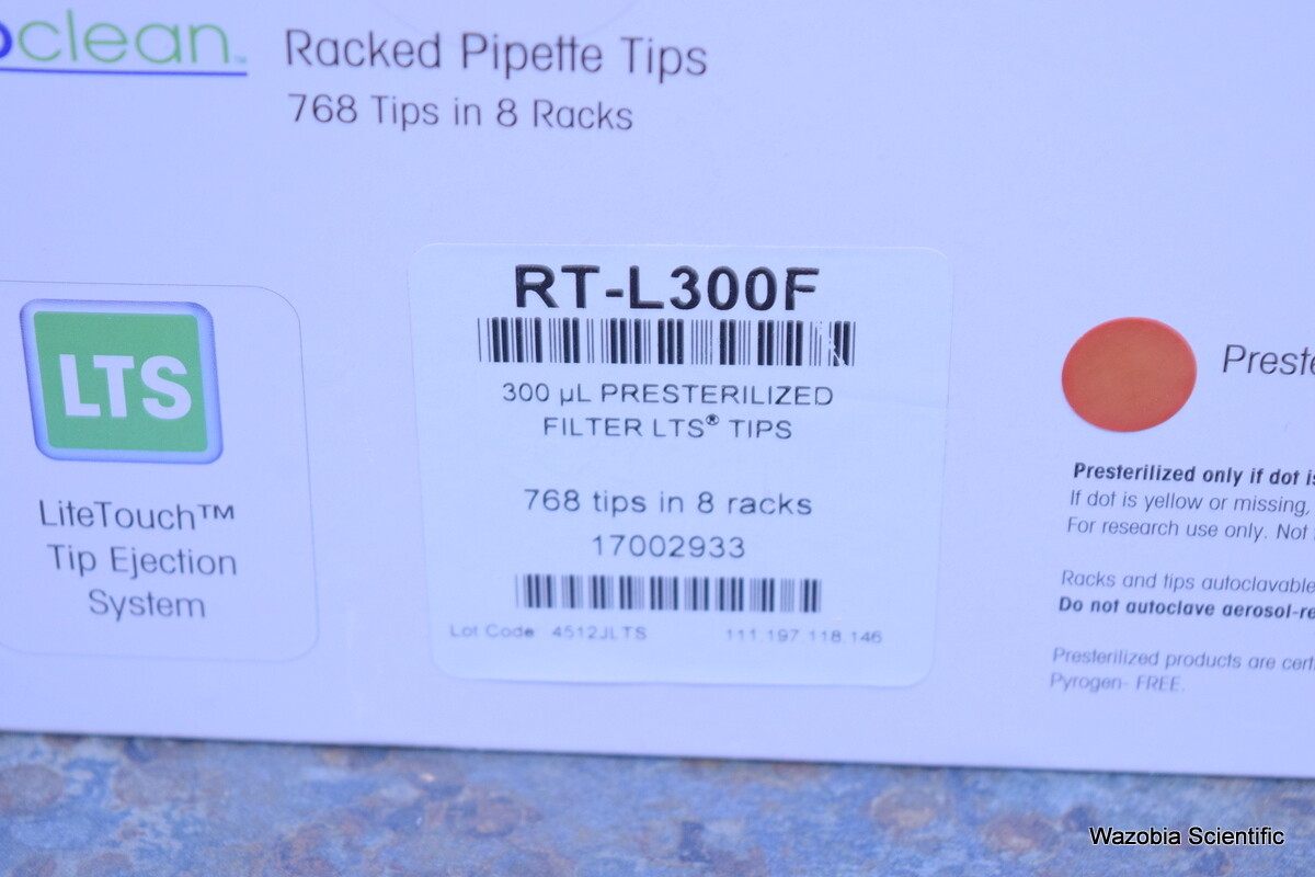 RAININ METTLER TOLEDO RACKED PIPETTE TIPS 300 UL RT-L300F 768 TIPS IN 8 RACKS