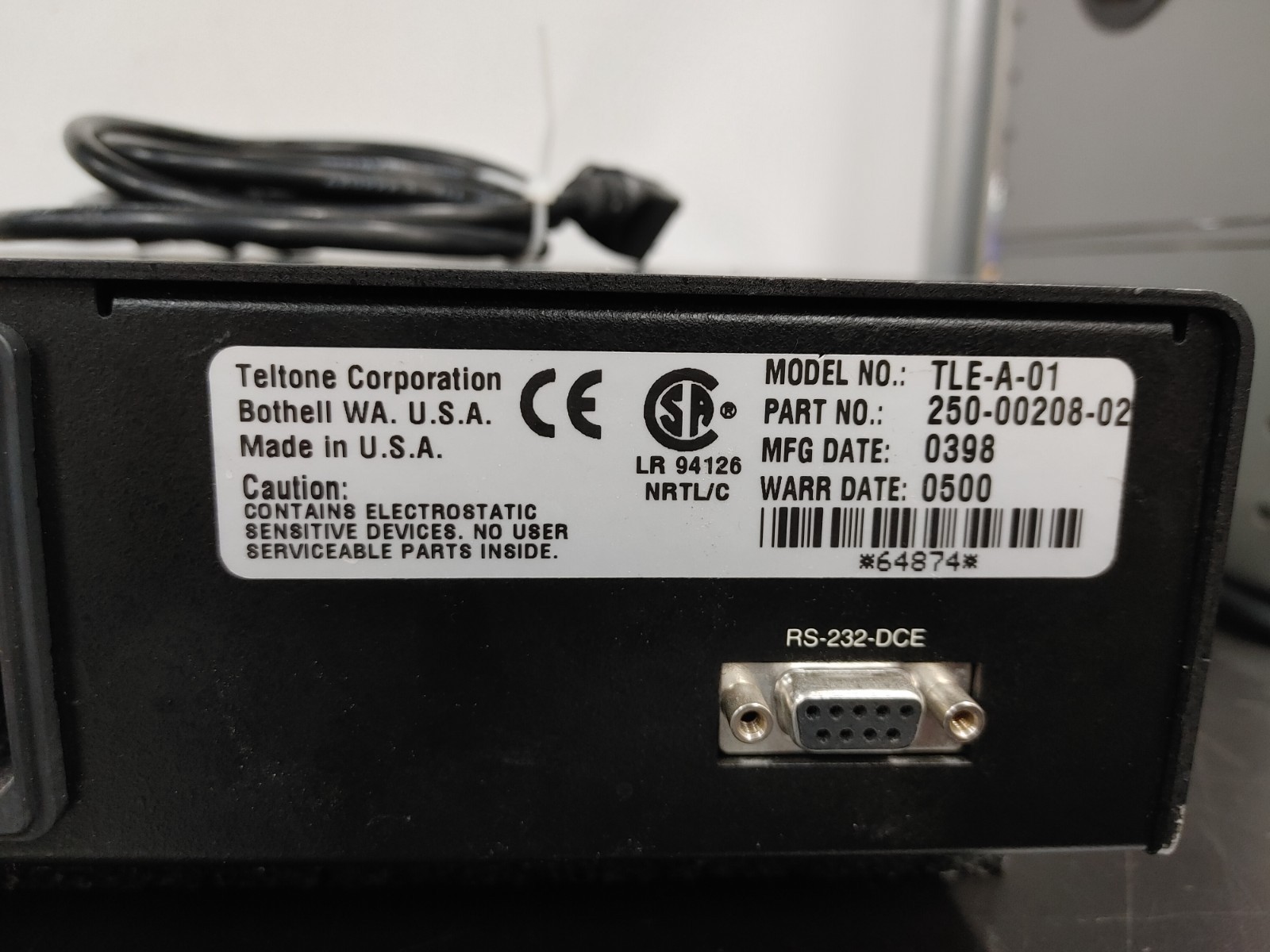 TELTONE TLE-A-01 PN 250-00208-02 4 Port Analog Telephone Line Emulator