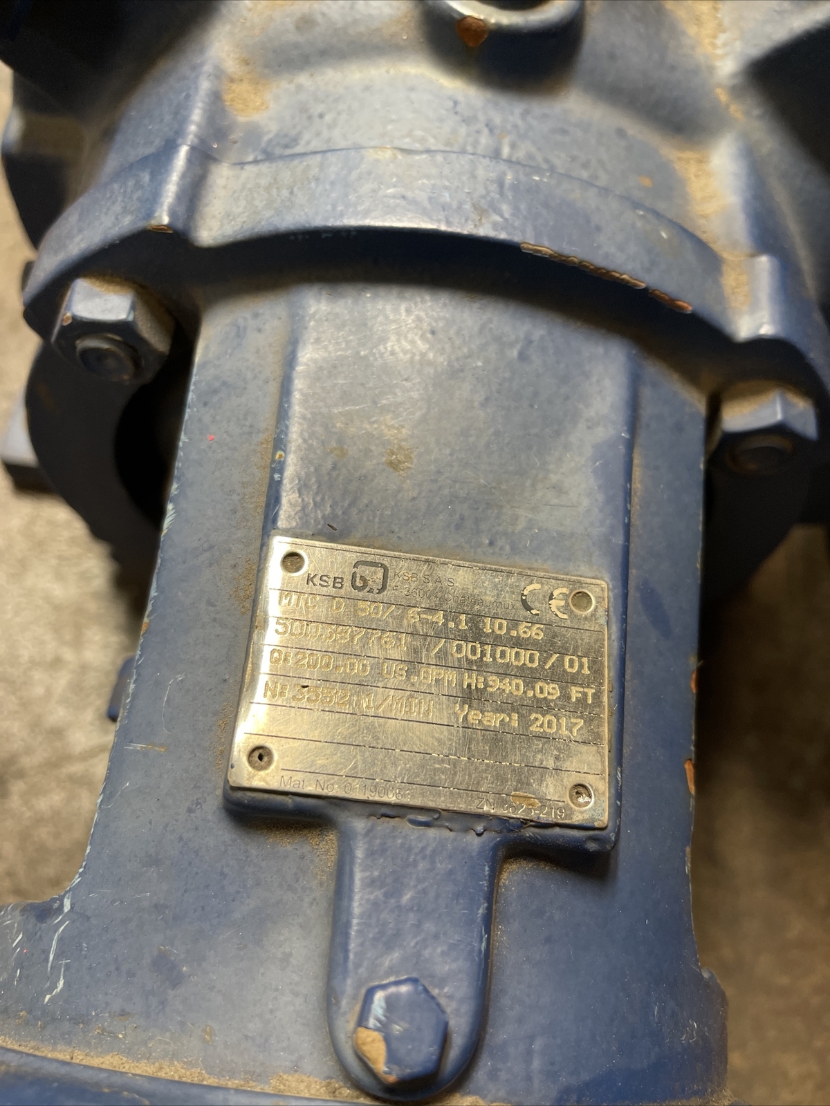 KSB MTC D50/6-4.1 10.66 Pump 200GPM 940.9FT 3552 1/MIN *Warranty*