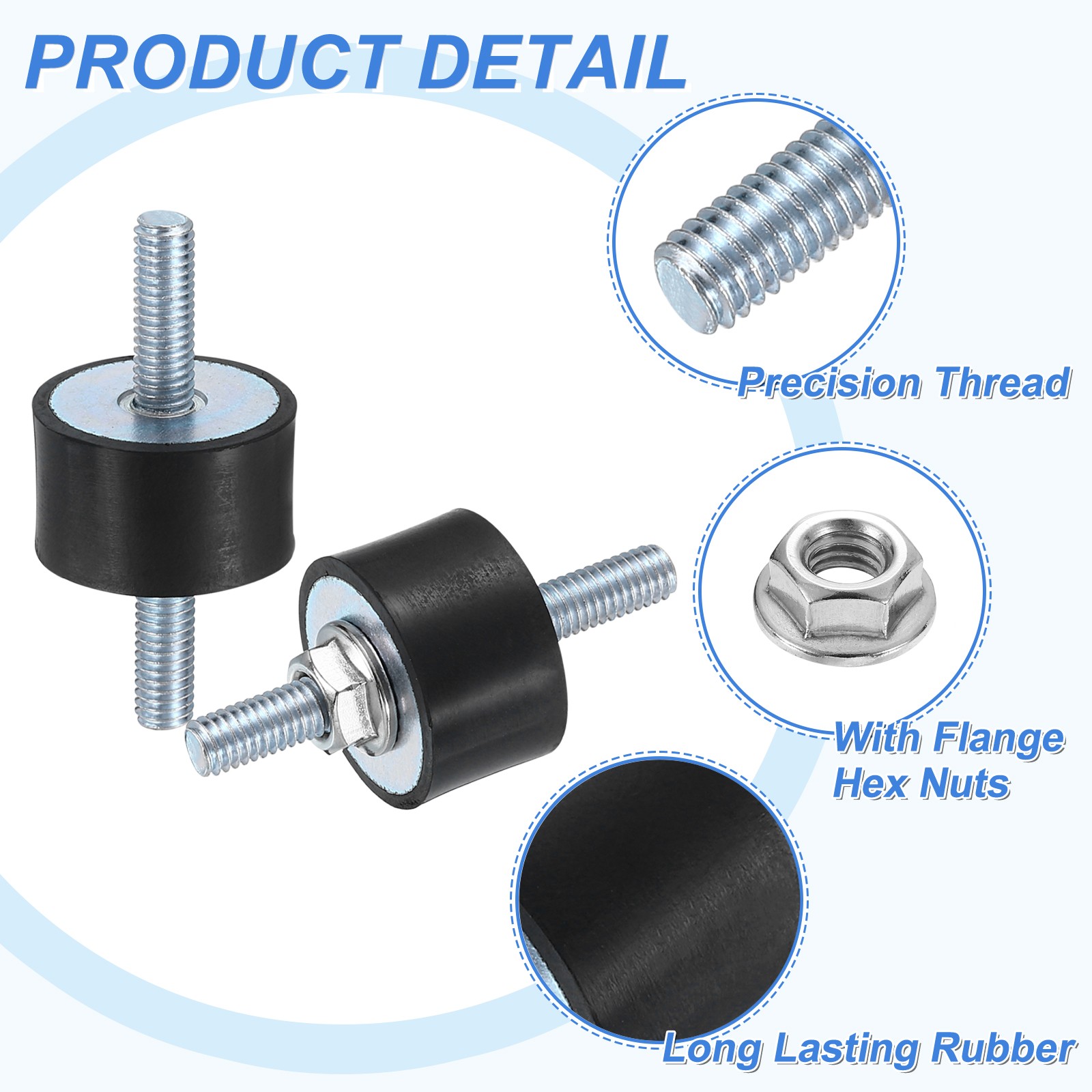 M6 x 18mm Rubber Mounts, 15 x 25mm Rubber Vibration Isolator with Nuts