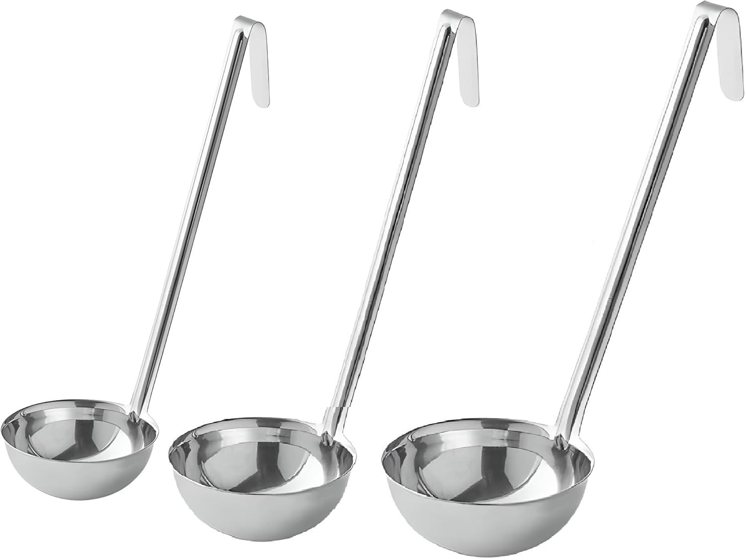 OCS Parts Set of 3 Stainless Steel Culinary Ladles | 12, 16, and 24 Ounce Ladles