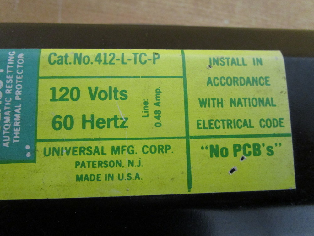 Universal 412-L-TC-P Ballast 412LTCP