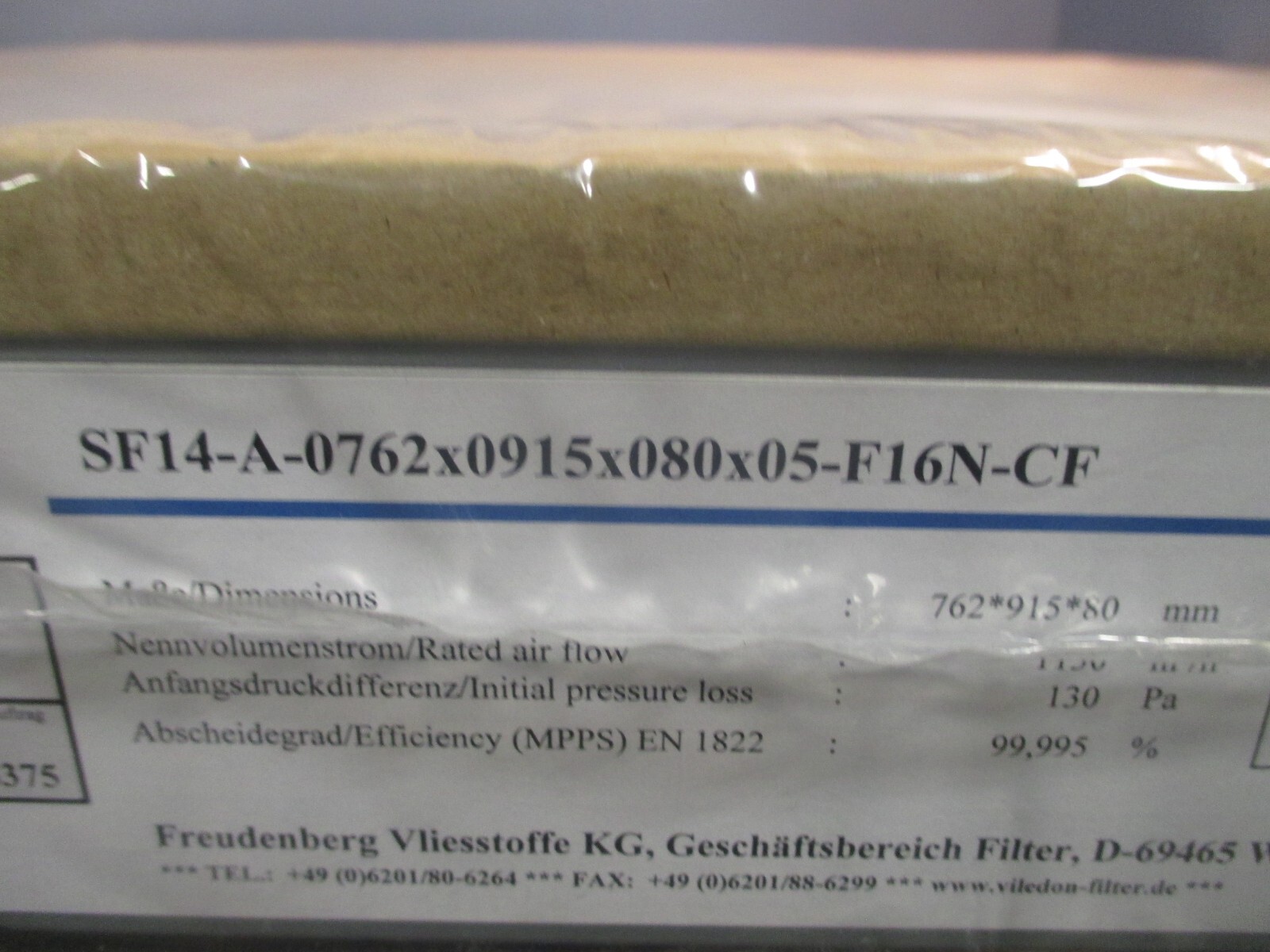 FREUDENBERG Filter Panel SF14-A-0610X0762X080X05-F16N-CF