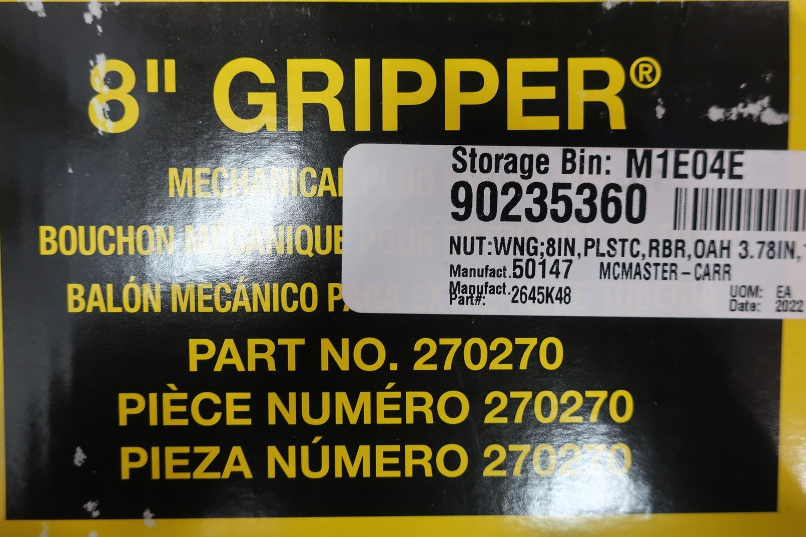 Cherne 270-270 Gripper Plug 8in