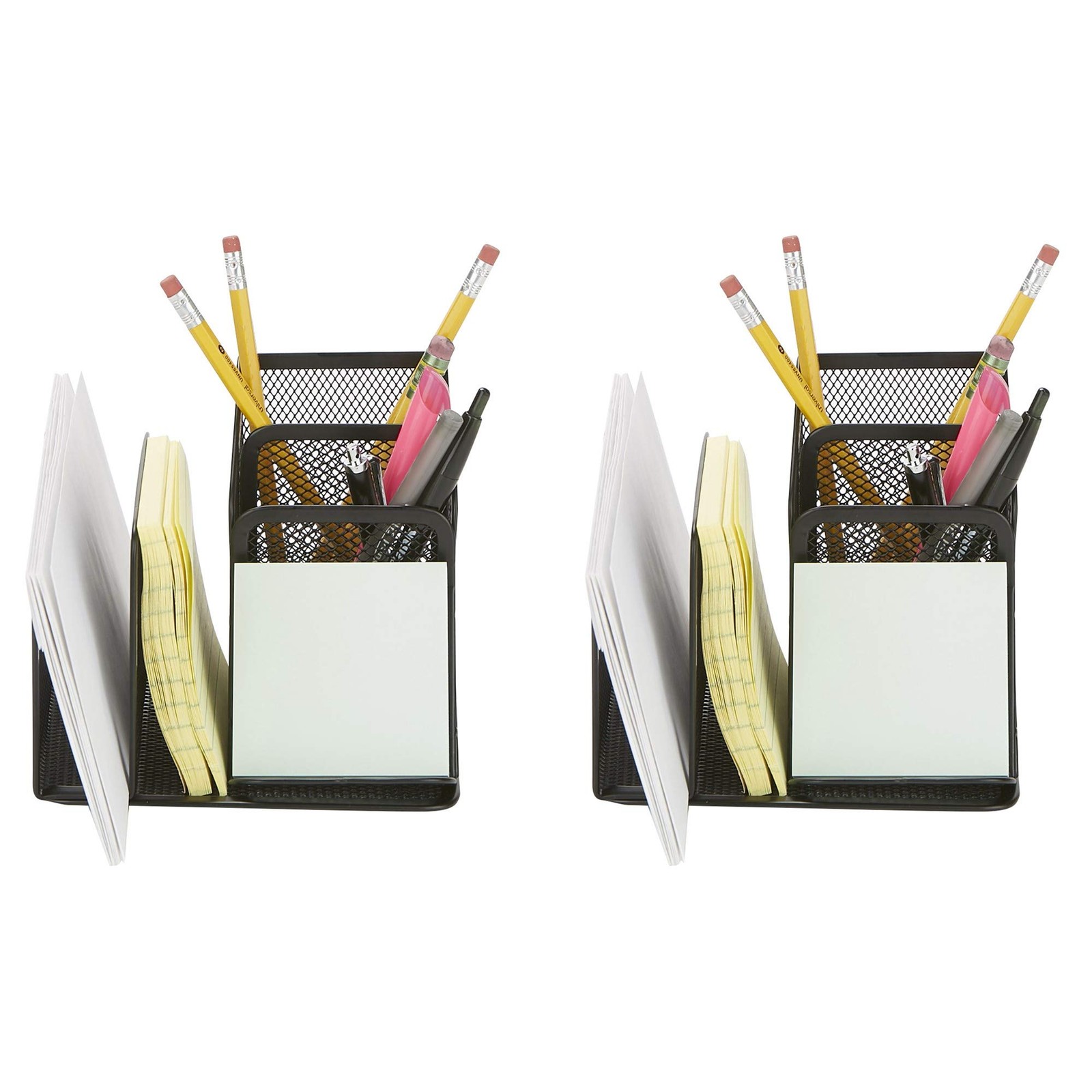 Mind Reader Desk Organizer 5-Compartment, 2-Piece Same Set Supplies and Black