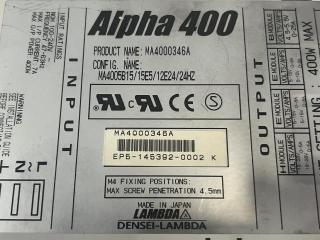 Densei-Lambda Alpha 400 Power Supply – MA4000346A w/Warranty