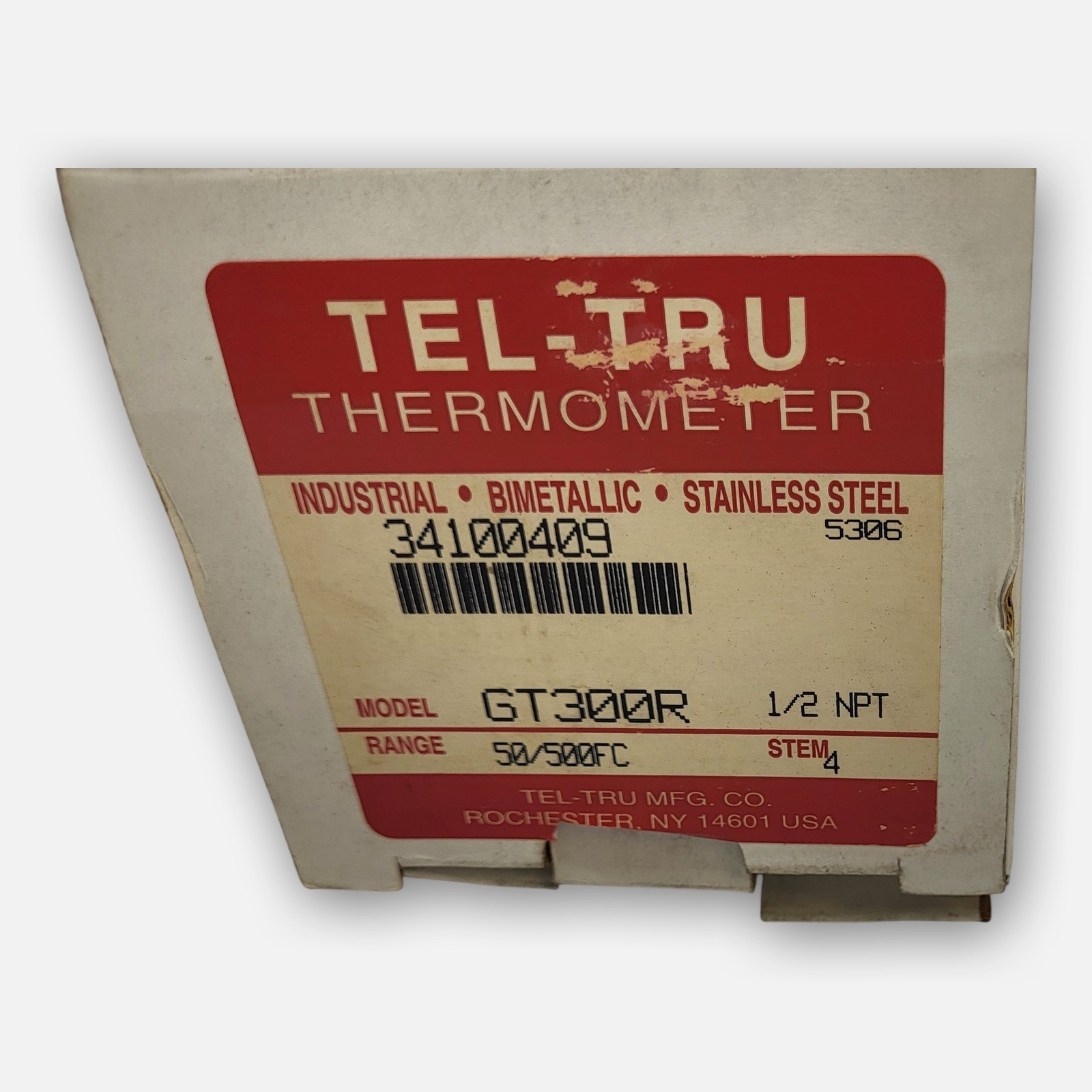 NEW TEL-TRU GT300R THERMOMETER 5-500DEG F 4″ STEM 1/2″ NPT *READ*