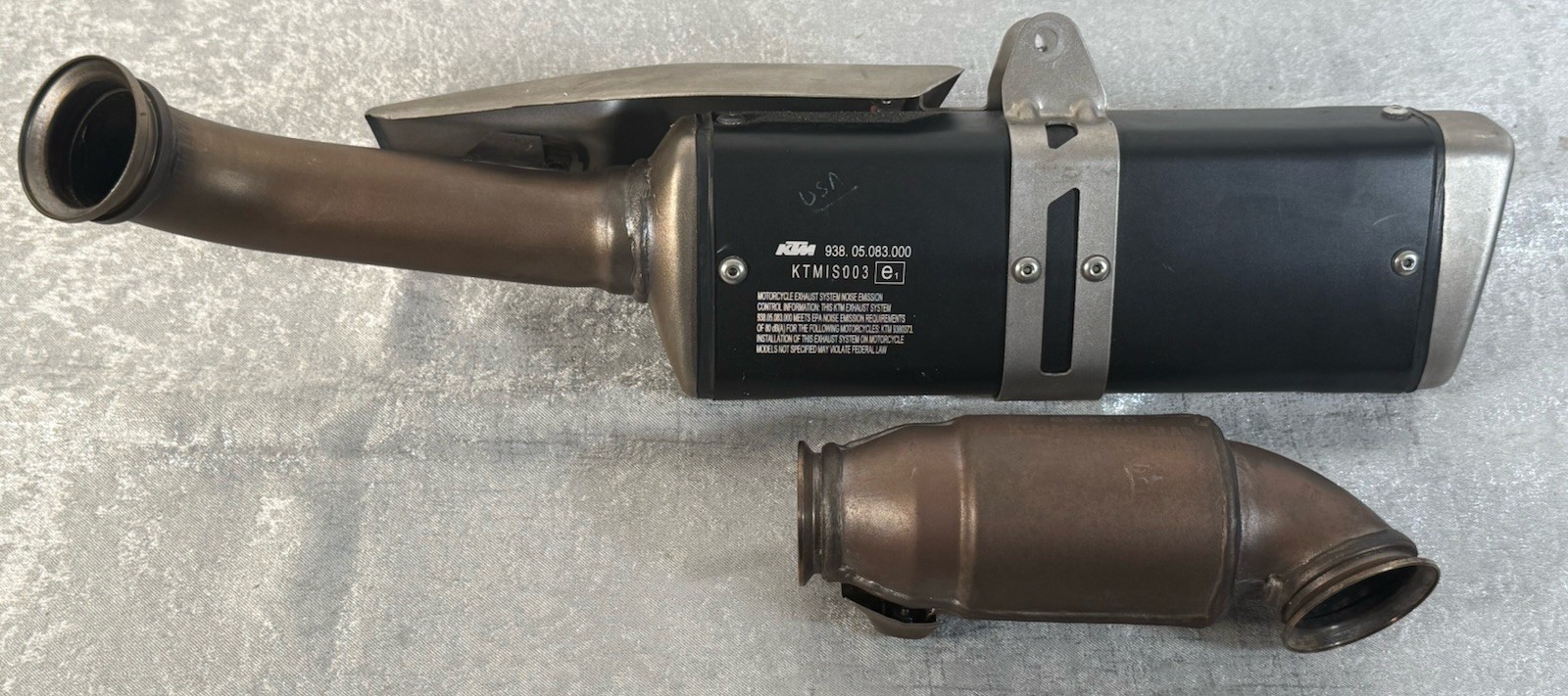 KTM MOTORCYCLE EXHAUST SYSTEM KTMIS003 938.05.083.000 & Catalytic Converter OEM