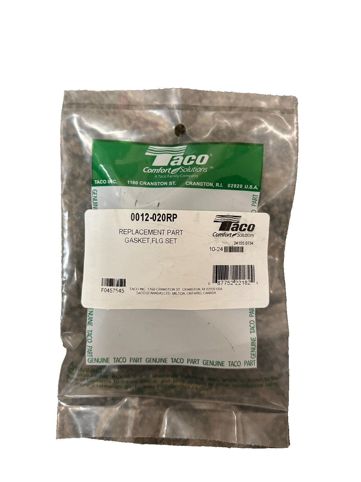 Taco 0012-020RP Flange Gasket Set / Sealed / NEW/ Genuine OEM