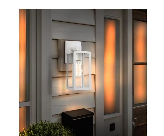 Martin 13 in. 1-Light White Hardwired Outdoor Wall Lantern Sconce with No Bulbs