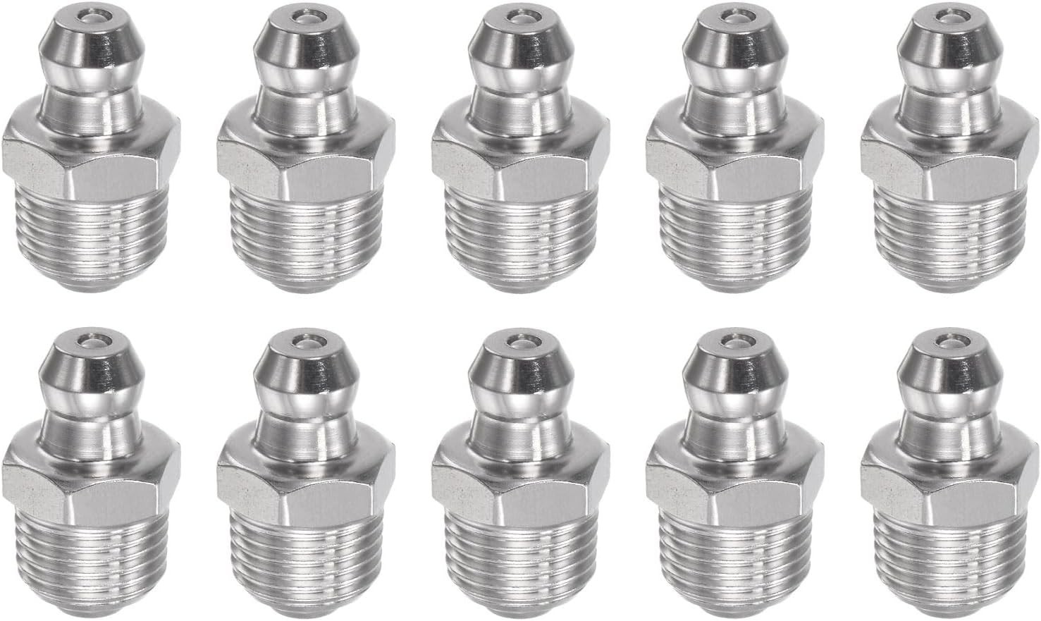 10Pcs 304 Stainless Steel Straight Hydraulic Grease Fitting 1/8-27inch Thread