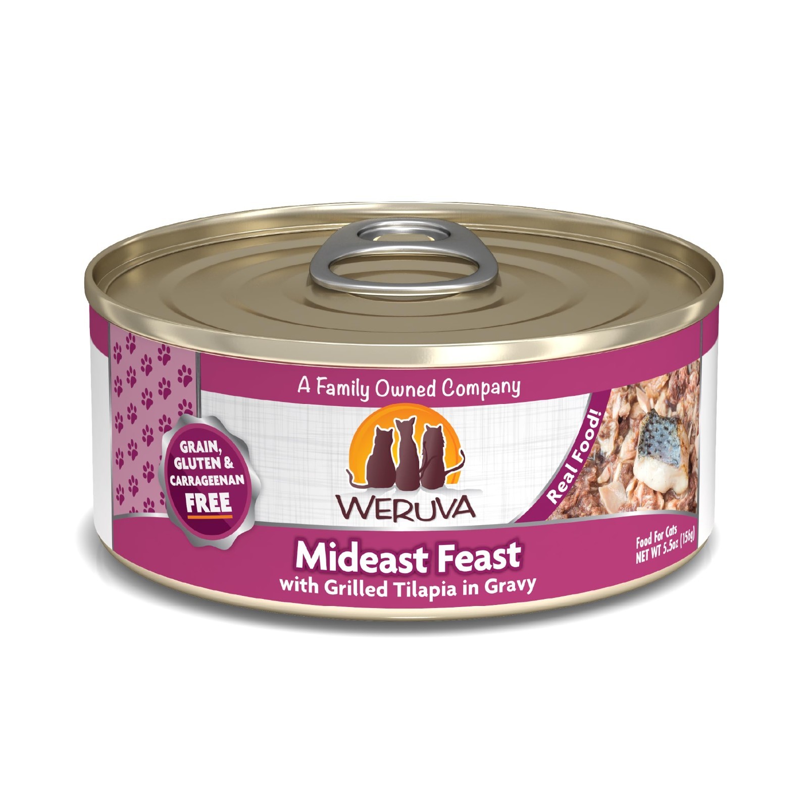 Weruva Classic Cat Food, Mideast Feast with Grilled Tilapia in Gravy, (24) 5.5oz