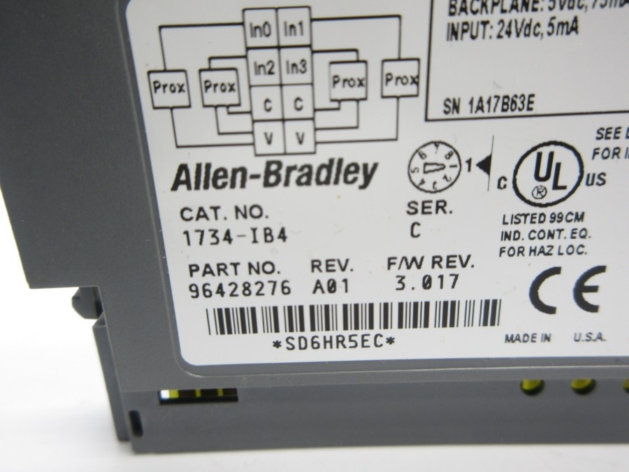 INDUSTRIAL SPARE PART 1734-IB4 SER. C F/W 3.017 24VDC REV. A01 NSNP