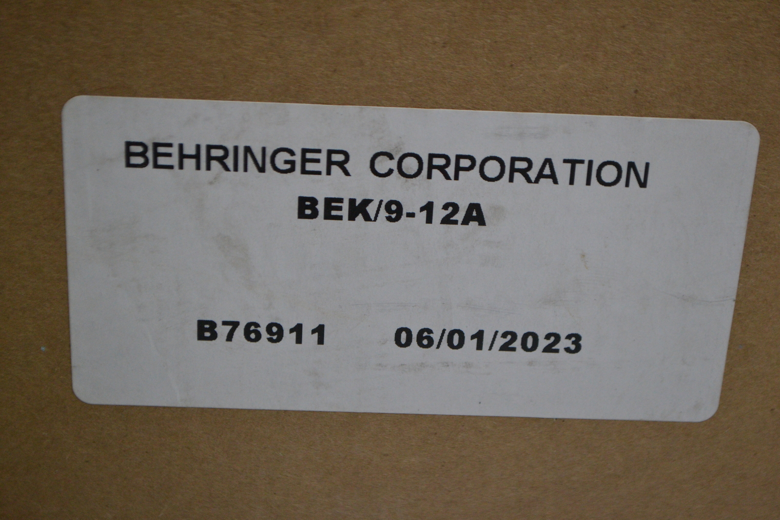 BEHRINGER CORPORATION BEK/9-12A FILTER NSMP