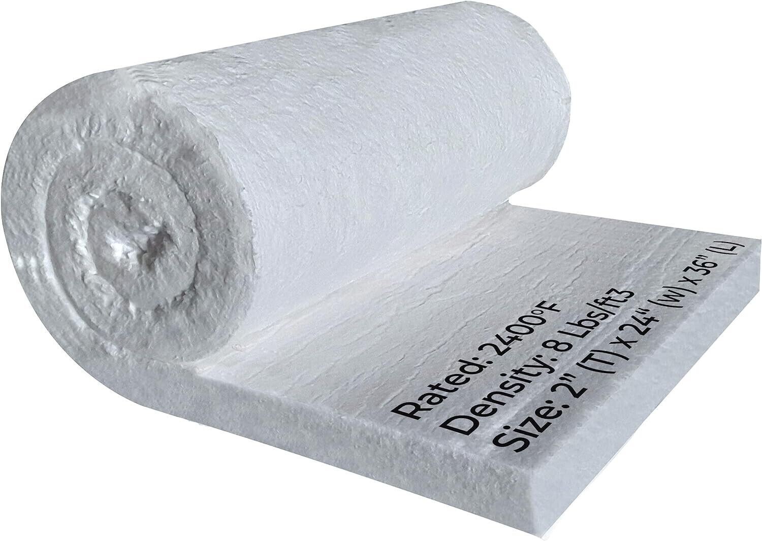 2″ Ceramic Fiber Insulation Blanket 2400F 8# High Temp Insulation 24″ x 36″