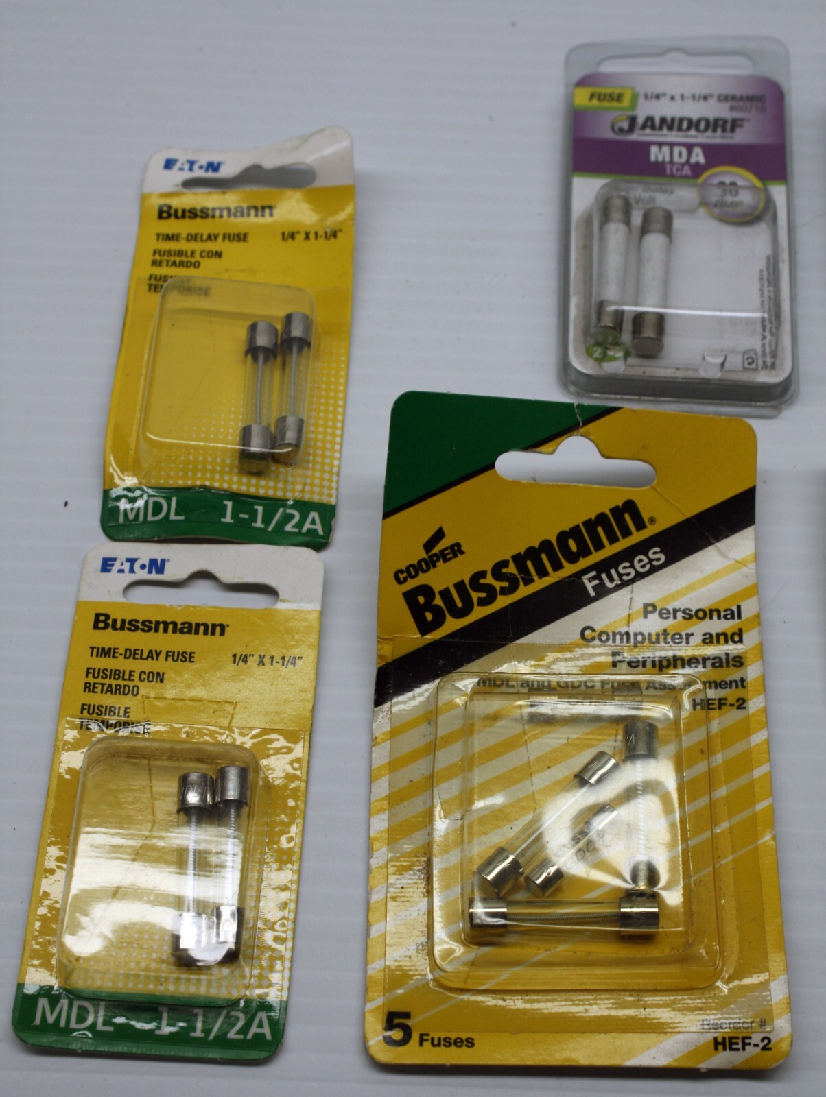 Bussmann Jandorf Assorted Fuse Lot AGA AGC MDA MDL GMA 10A 1 1/2A HEF-2
