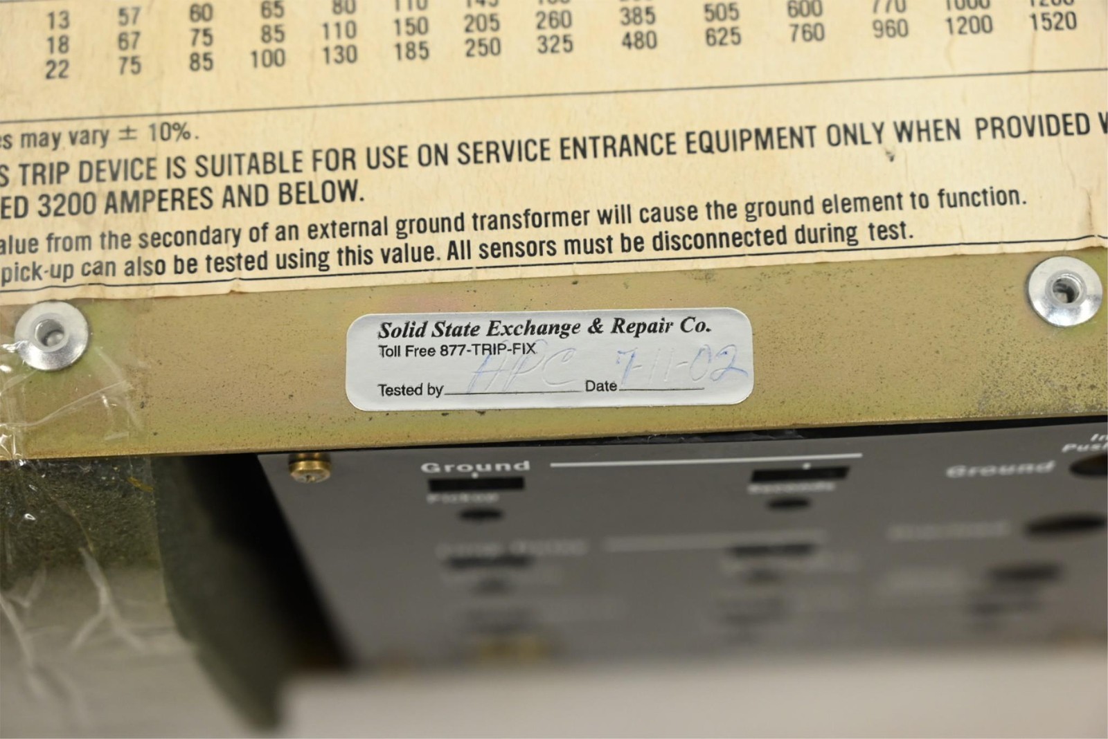 Square D Amptector I-A Model LSIG Solid State Programmer Trip Unit