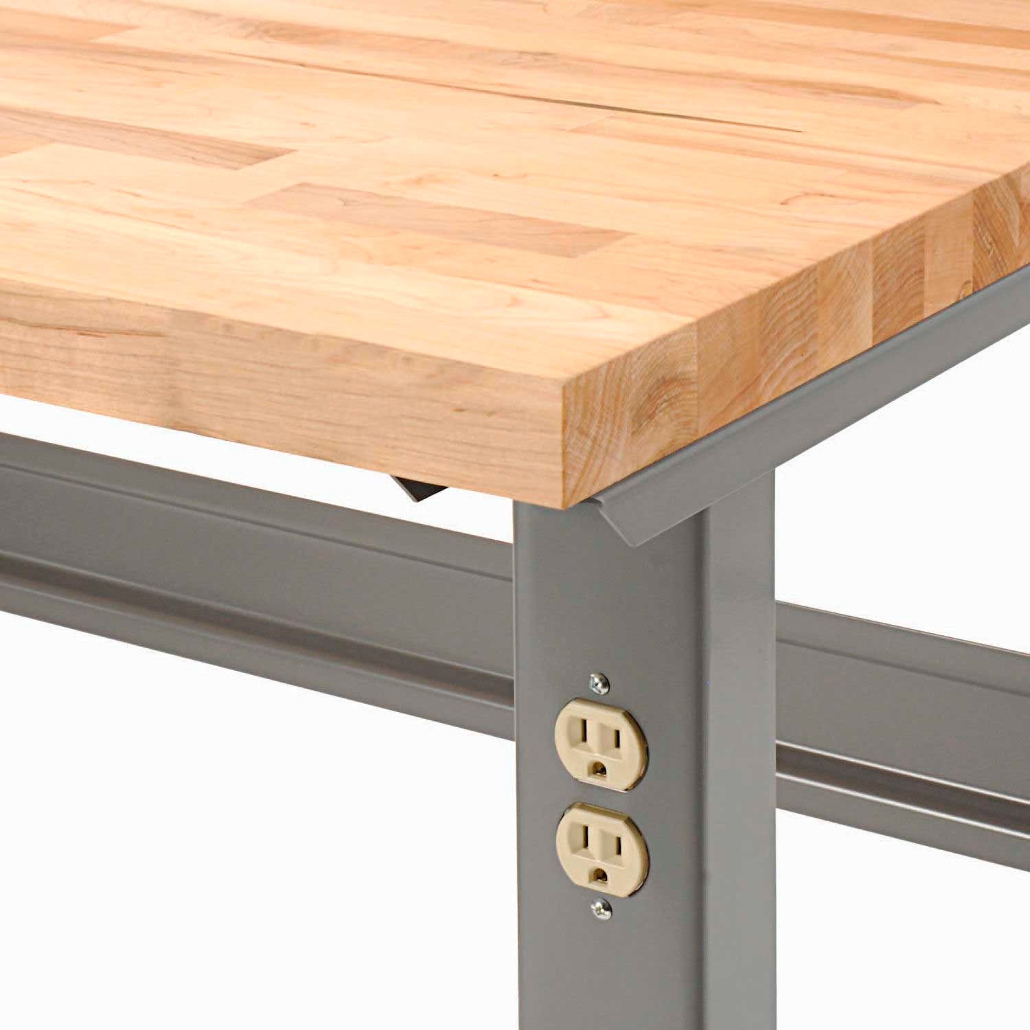 Adjustable Height Workbench C-Channel Leg 60″W x 36″D 1-3/4″ Maple Top Square