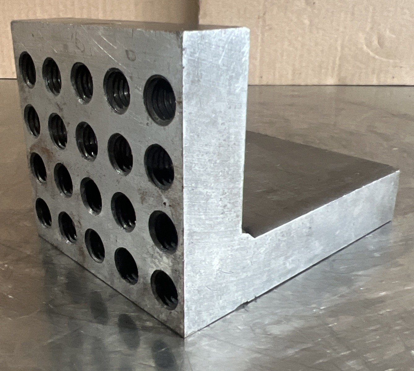 Machinist Tool, Angle Plate With Threaded Holes, Steel, Used Surplus