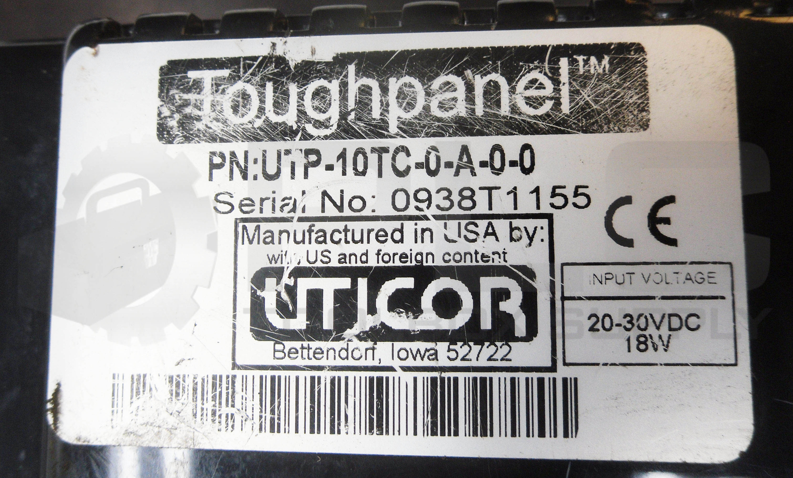 UTICOR TOUGHPANEL UTP-10TC-0-A-0-0 TOUCH SCREEN PANEL 20-30VDC 18W 1.2A