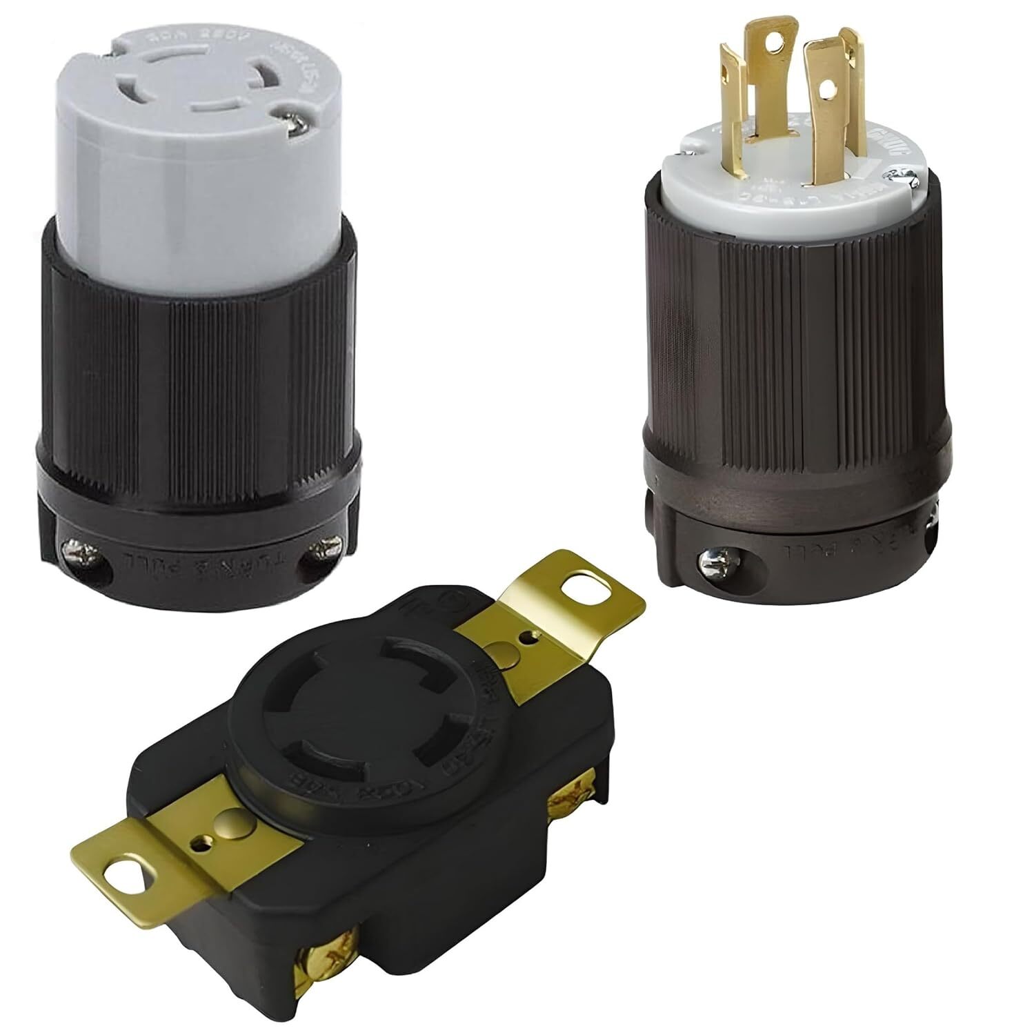 NEMA L15-30 Locking Plug, Connector, and Receptacle | 250VAC – 30 Amp