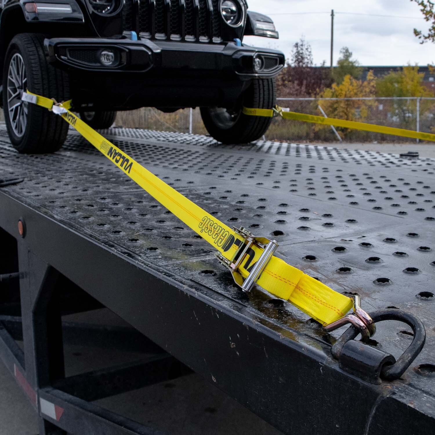 VULCAN Classic Yellow Axle Strap Tie Down Kit – Wire Hook Ratchet Straps
