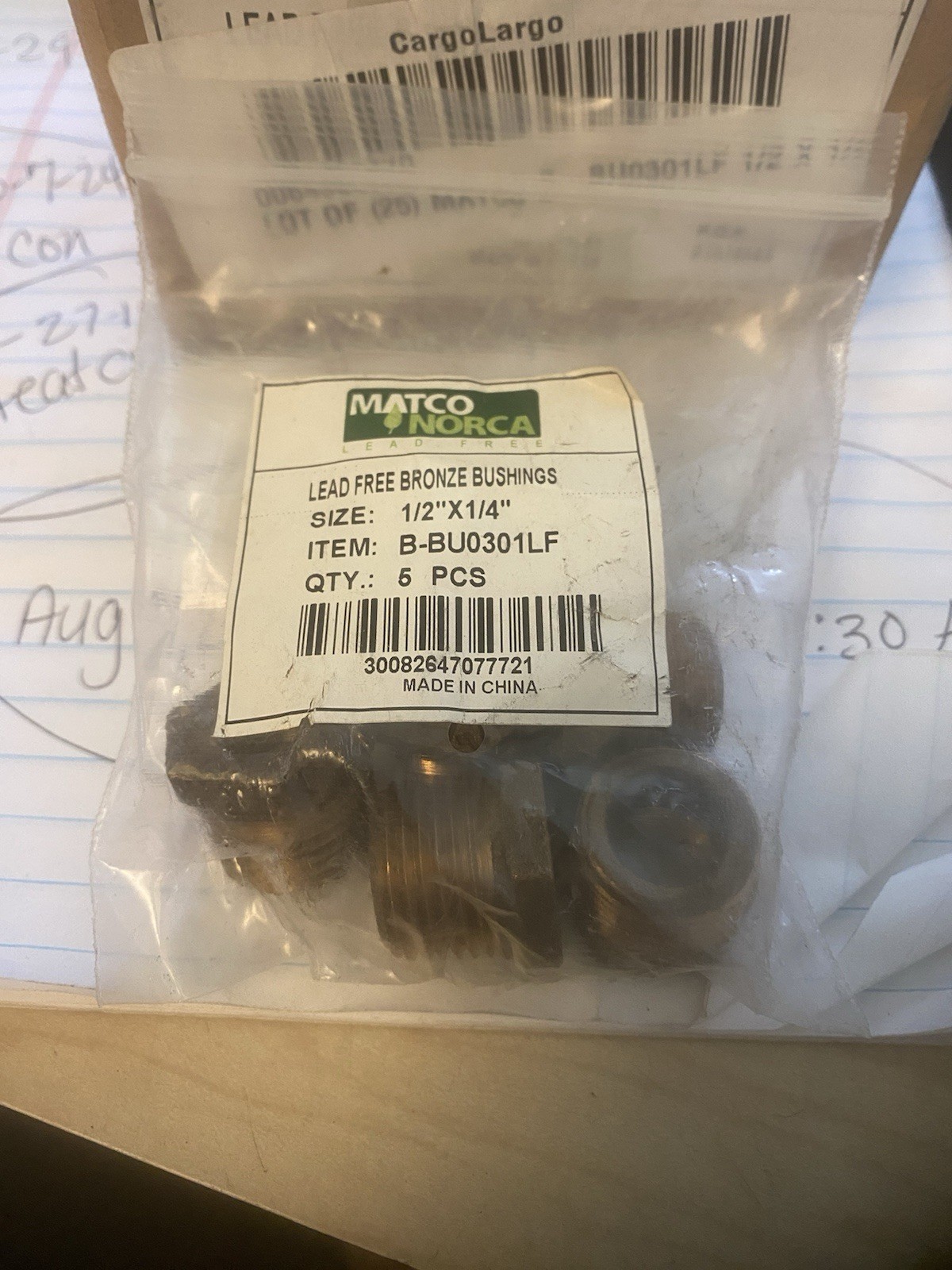 NEW Matco BU0301LF Bronze Bushing Hex Fitting 1/2″ x 1/4″ , Lot Of 5 Pcs