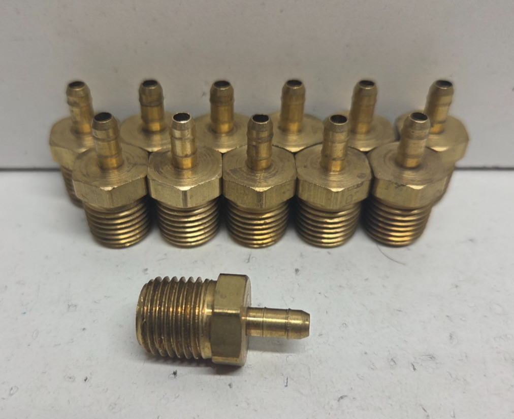 LOT OF 12 GUARANTEED! PARKER 3/16″ TUBE X 1/4″ MNPT BARB TUBE ADAPTERS 125HB-3-4