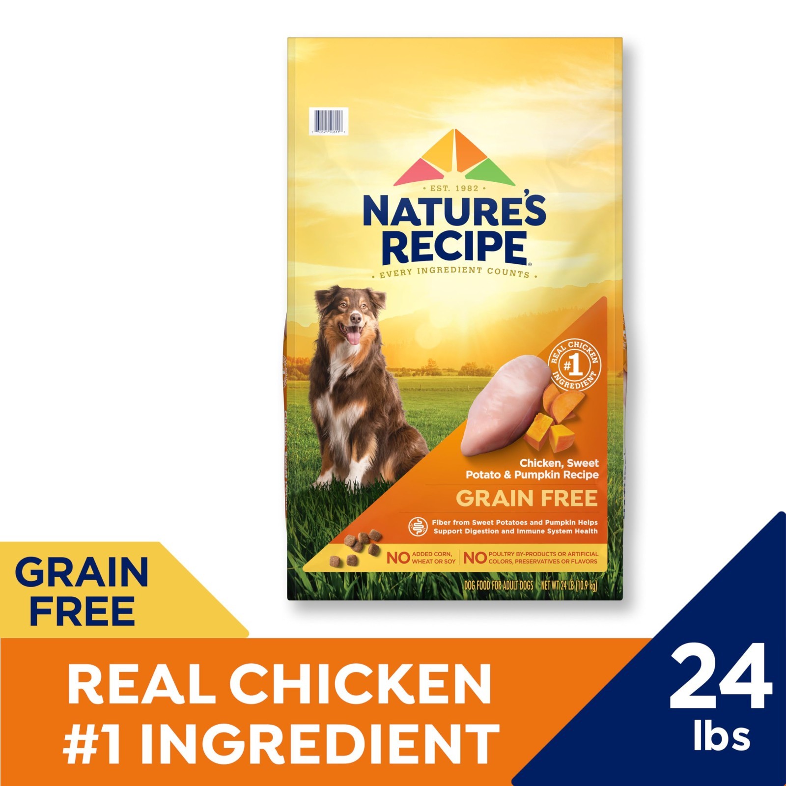 Nature’s Recipe Grain Free Chicken, Sweet Potato & Pumpkin Recipe Dry Dog, 48lb