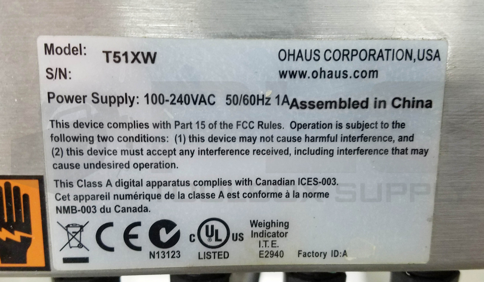OHAUS T51XW DEFENDER 5000 WASHDOWN WEIGHT INDICATOR