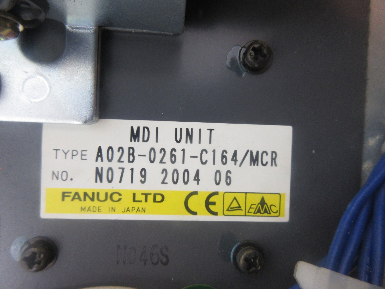 FANUC MDI UNIT A02B-0261-C164/MCR N0719 2004 06 W/ HDD WD400 U15PB421 ECMM1