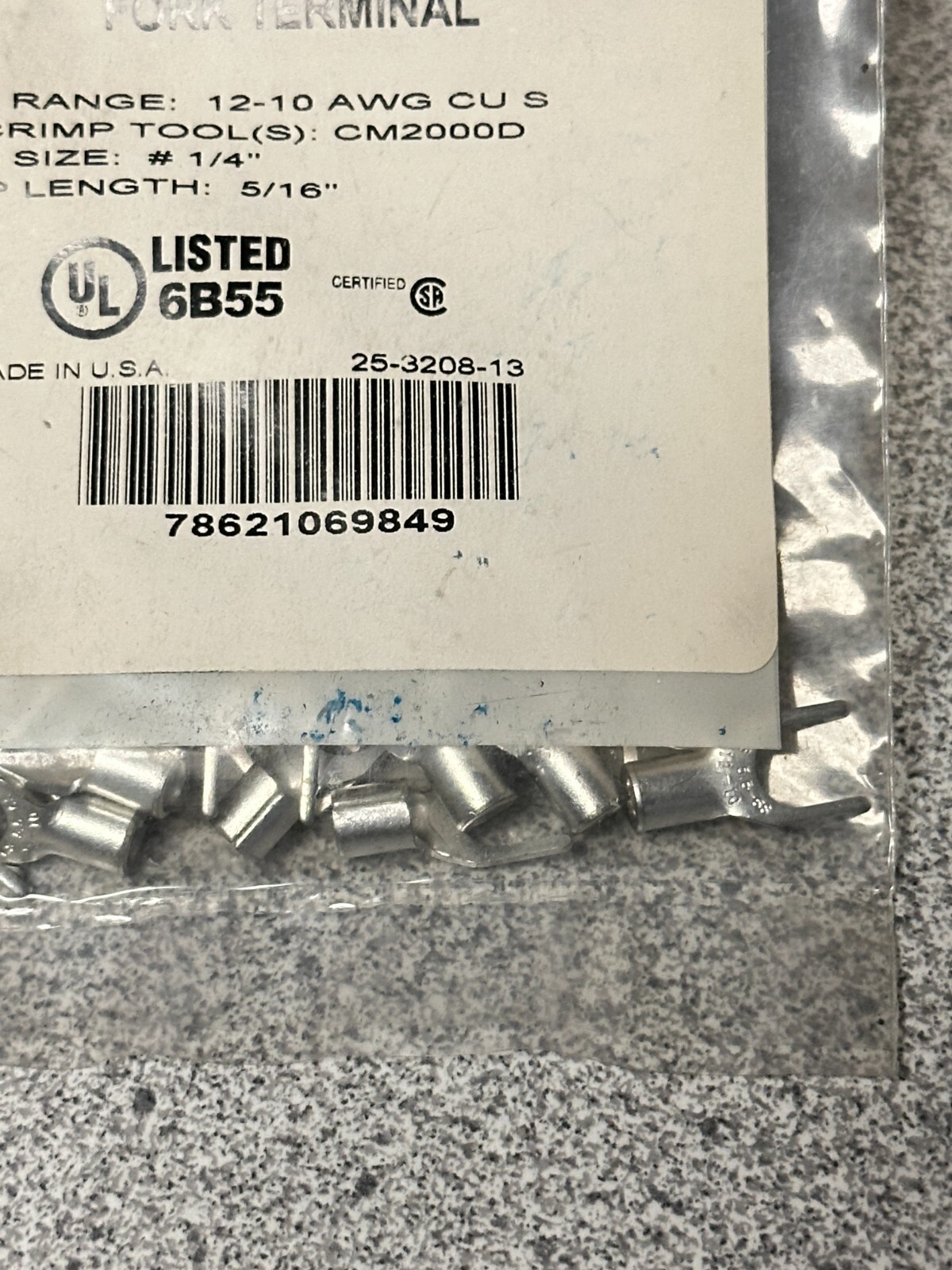 NEW 50 pack Thomas & Betts T10-14F Uninsulated Fork Terminal 12-10AWG 1/4″ Stud