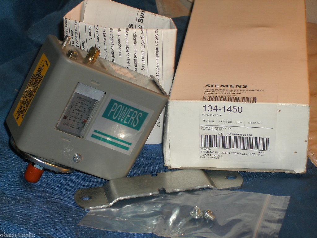 SIEMENS POWERS 134-1450 ELECTRIC PRESSURE CONTROL RANGE 3-30 PSIG 1341450
