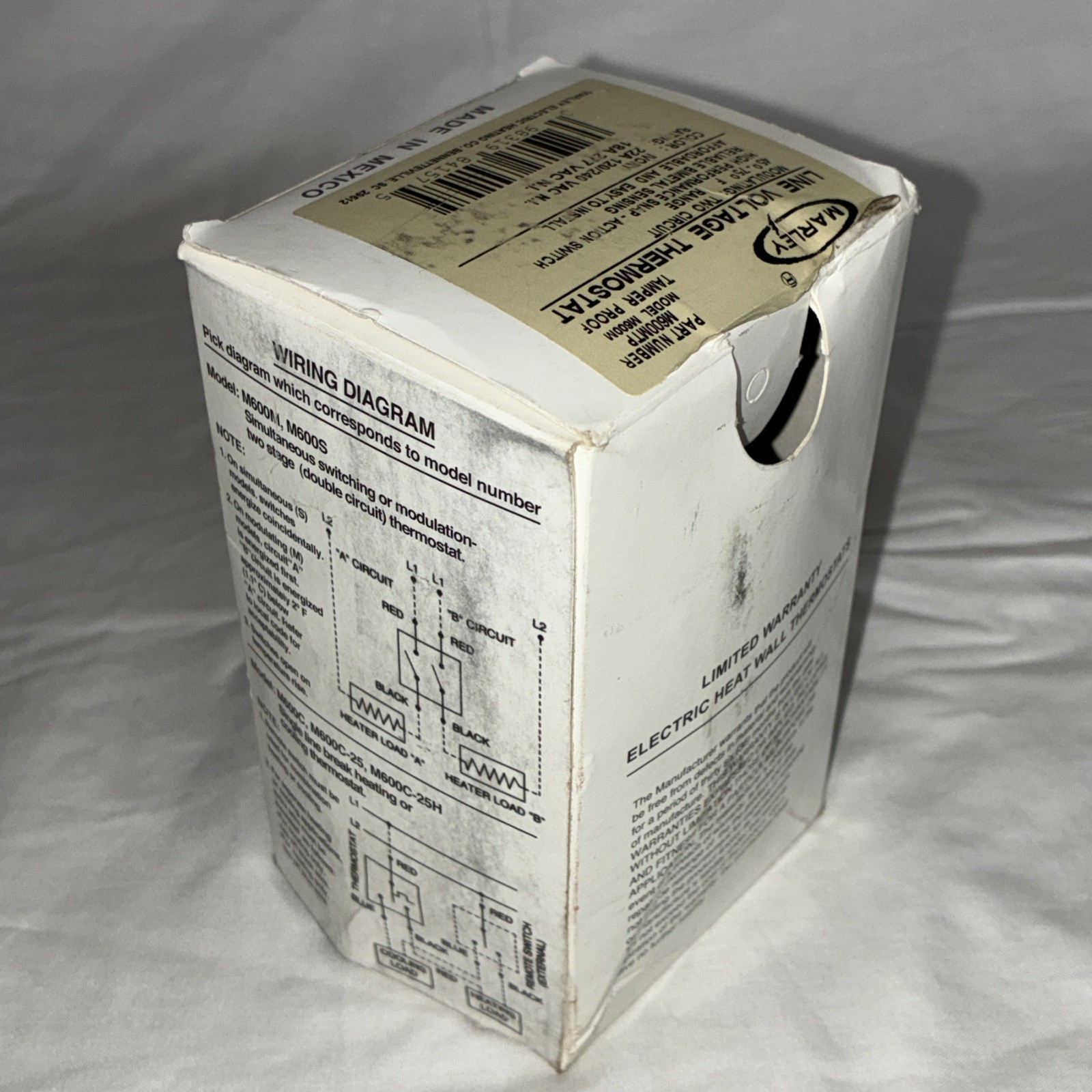 MARLEY LINE VOLTAGE THERMOSTAT TWO CIRCUIT 45F-75F Range Model M600M 120/240V