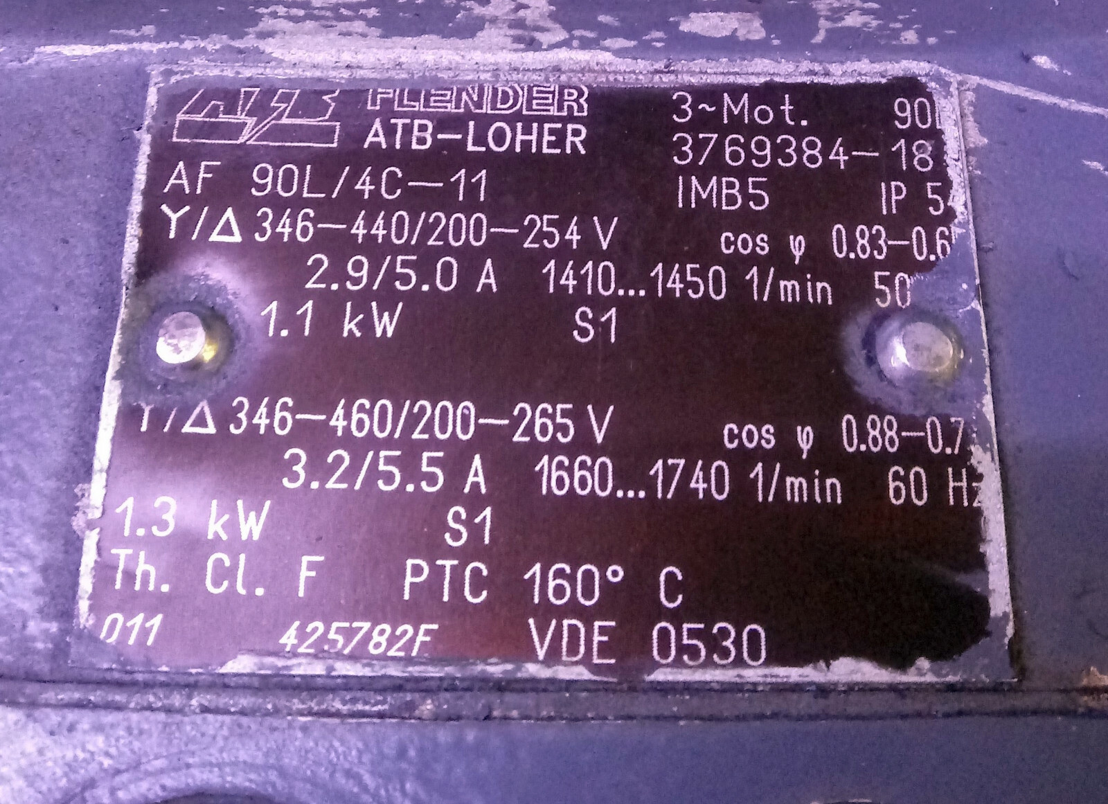1 USED ATB-LOHER 3769384-18 MOTOR IP54 ***MAKE OFFER***