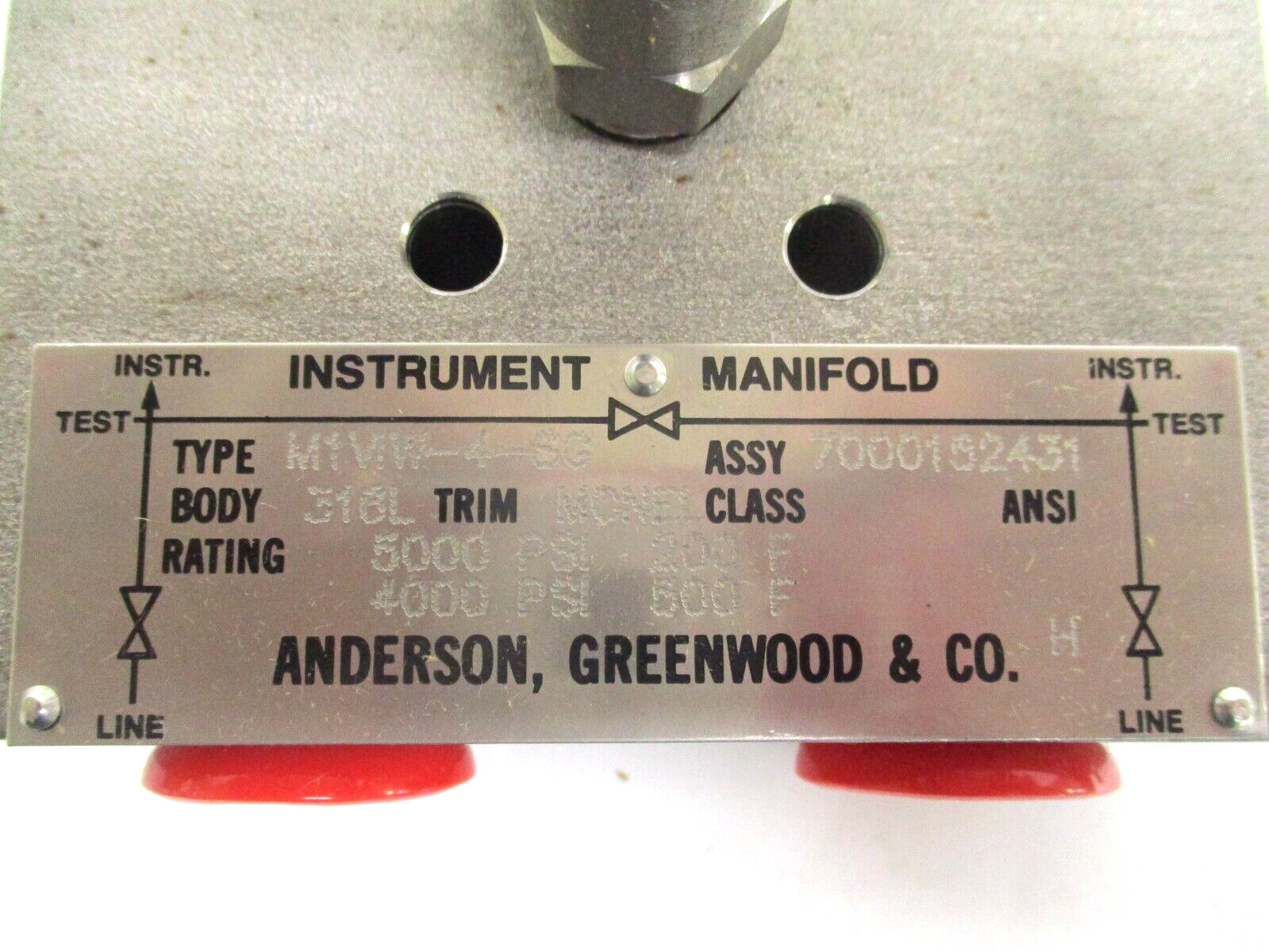 ANDERSON GREENWOOD , 3-VALVE MANIFOLD , M1VIW-4-SG , 5000 PSI , TRIM : MONEL