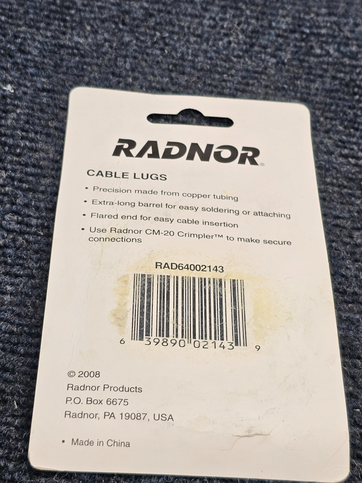 (6 PIECES) Radnor RAD64002143 64002143 L-120 Solder Type Cable Lugs 1-Hole