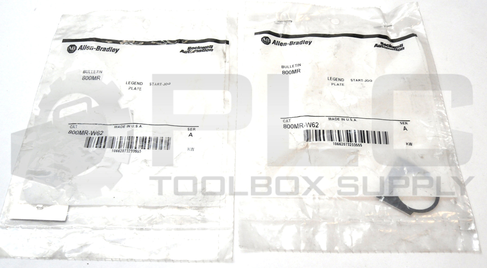 LOT OF 2 NEW ALLEN BRADLEY 800MR-W62 /A START-JOG LEGEND PLATE