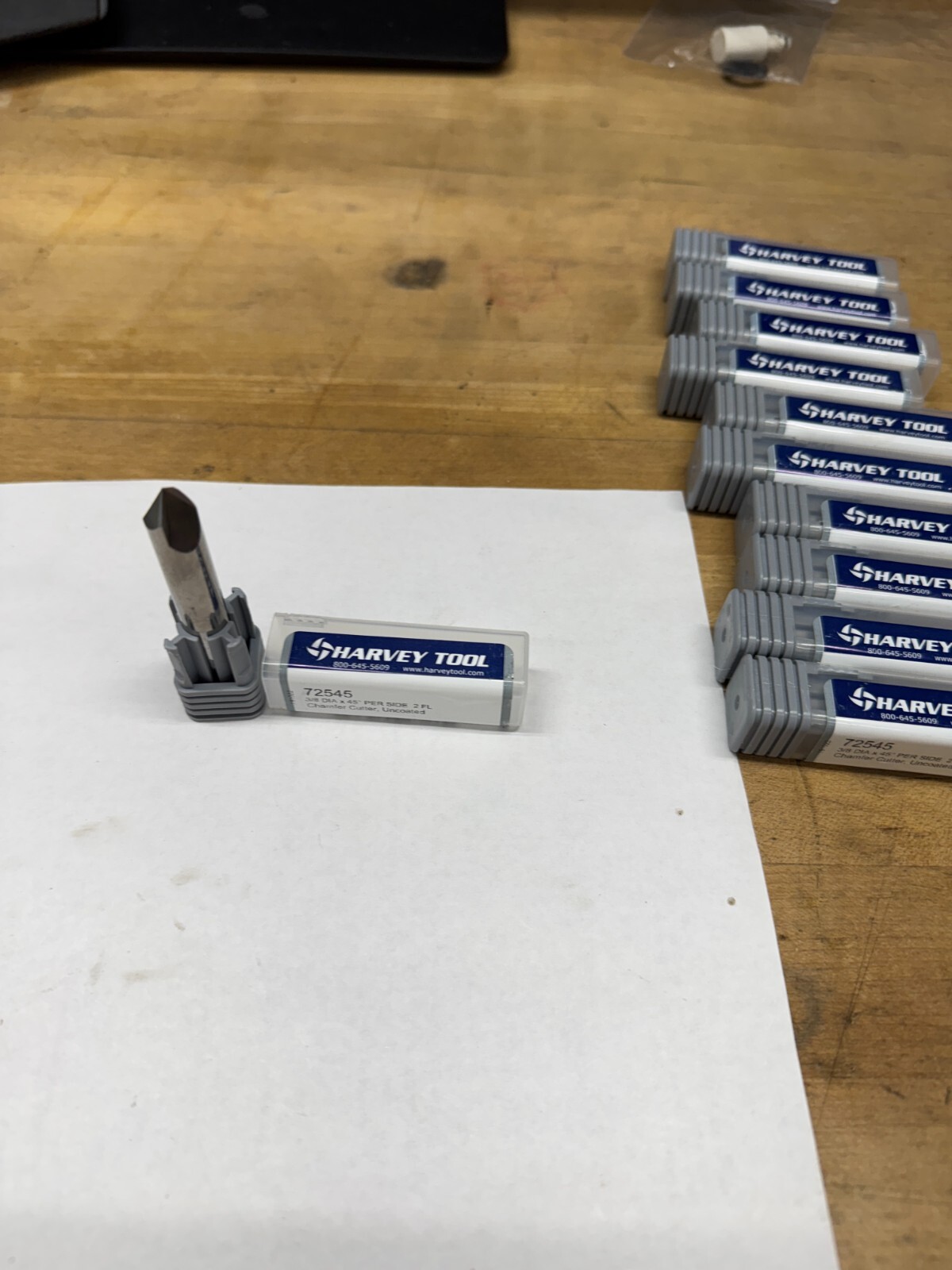 Harvey 72545 Chamfer Mill: 2 Flutes, Solid Carbide, 3/8″ Shank, Bright/Uncoated